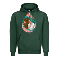 Sports Green baseball and western roses teardrop  3 Zipper Hoodie - BundleAndBundleShop