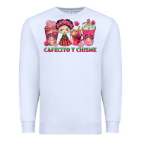 White cafecito y chisme with coffee cups Premium Sweatshirt - texasbilliewilder
