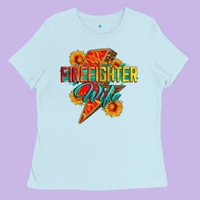 Firefighter Wife With Lightning Bolt Ladies Tee Designed By Zillion Design Studio