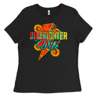 Black firefighter wife with lightning bolt Ladies Tee - Zillion Design Studio