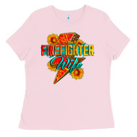 Bubblegum Pink firefighter wife with lightning bolt Ladies Tee - Zillion Design Studio