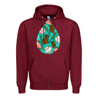 Burgundy baseball and western roses teardrop  5 Zipper Hoodie - BundleAndBundleShop