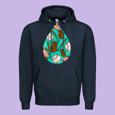 Baseball And Western Roses Teardrop  5 Zipper Hoodie Designed By Bundleandbundleshop
