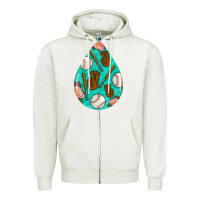 Oatmeal Heather baseball and western roses teardrop  5 Zipper Hoodie - BundleAndBundleShop