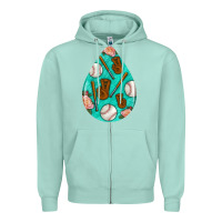 Seafoam baseball and western roses teardrop  5 Zipper Hoodie - BundleAndBundleShop
