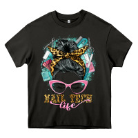 Asphalt nail tech life messy bun Heavy Core Tee - BarkalooDesign