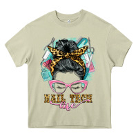 Mossy nail tech life messy bun Heavy Core Tee - BarkalooDesign