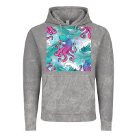 Cloud Rock ocean waves octopus seamless pattern Vintage Hoodie - BundleAndBundleShop