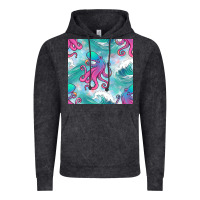 Vintage Black ocean waves octopus seamless pattern Vintage Hoodie - BundleAndBundleShop