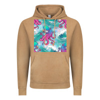 Vintage Camel ocean waves octopus seamless pattern Vintage Hoodie - BundleAndBundleShop