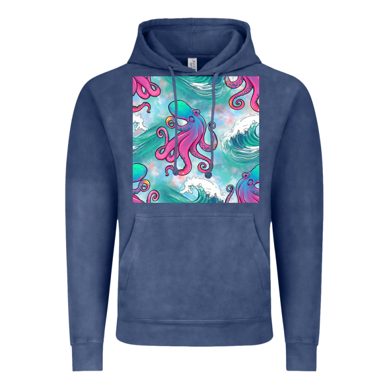 Ocean Waves Octopus Seamless Pattern Vintage Hoodie by BundleAndBundleShop | Teevron