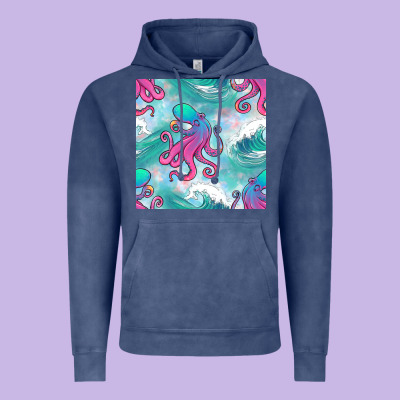 Ocean Waves Octopus Seamless Pattern Vintage Hoodie Designed By Bundleandbundleshop