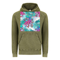 Vintage Olive ocean waves octopus seamless pattern Vintage Hoodie - BundleAndBundleShop