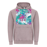 Vintage Zinc ocean waves octopus seamless pattern Vintage Hoodie - BundleAndBundleShop