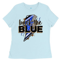 Baby Blue back the blue with lightning bolt Ladies Tee - Zillion Design Studio