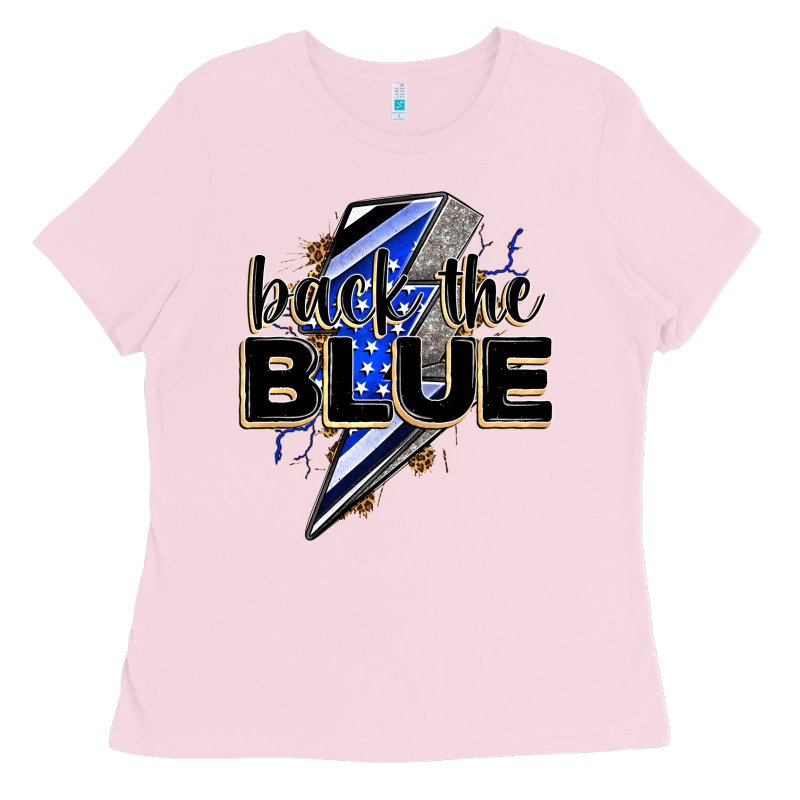 Back The Blue With Lightning Bolt Ladies Tee by Zillion Design Studio | Teevron