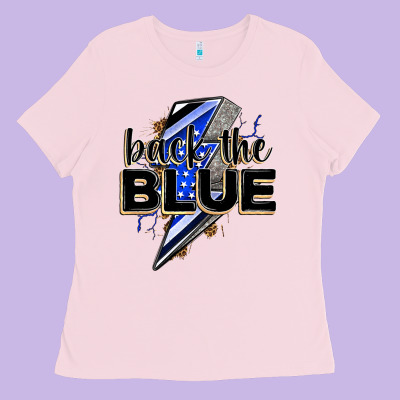Back The Blue With Lightning Bolt Ladies Tee Designed By Zillion Design Studio