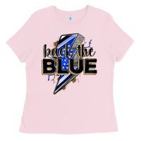 Bubblegum Pink back the blue with lightning bolt Ladies Tee - Zillion Design Studio