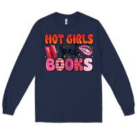 Navy hot girls read books Long Sleeve Tee - MaliasSmallBusiness