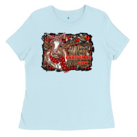 Baby Blue all i want for christmas is a cow cowhide Ladies Tee - RanaPortraitStore