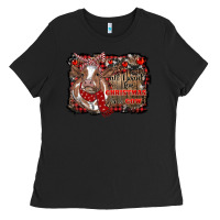 Black all i want for christmas is a cow cowhide Ladies Tee - RanaPortraitStore