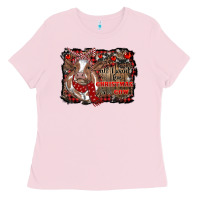 Bubblegum Pink all i want for christmas is a cow cowhide Ladies Tee - RanaPortraitStore