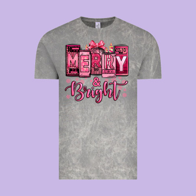 Merry And Bright Pink Christmas Vintage Tee Designed By Jasminsmagicworld