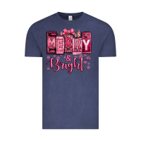 Vintage Denim merry and bright pink Christmas Vintage Tee - Jasminsmagicworld