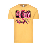 Vintage Mustard merry and bright pink Christmas Vintage Tee - Jasminsmagicworld