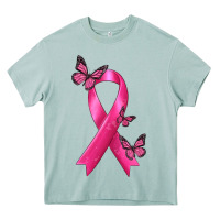 Arona Breast Cancer Ribbon with Butterfly Heavy Core Tee - texasbilliewilder