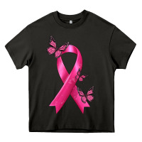 Asphalt Breast Cancer Ribbon with Butterfly Heavy Core Tee - texasbilliewilder