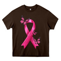 Chocolate Brown Breast Cancer Ribbon with Butterfly Heavy Core Tee - texasbilliewilder