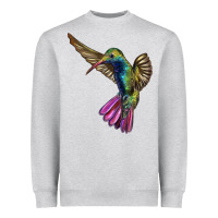 Heather Grey Flying Ruby Throated Hummingbird Heavyweight Sweatshirt - LillyAllenDesigns