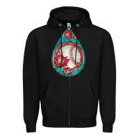Black baseball and western roses teardrop  7 Zipper Hoodie - BundleAndBundleShop