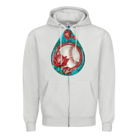 Dove Grey baseball and western roses teardrop  7 Zipper Hoodie - BundleAndBundleShop