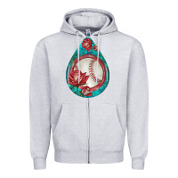 Heather Grey baseball and western roses teardrop  7 Zipper Hoodie - BundleAndBundleShop
