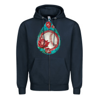 Navy baseball and western roses teardrop  7 Zipper Hoodie - BundleAndBundleShop