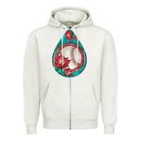 Oatmeal Heather baseball and western roses teardrop  7 Zipper Hoodie - BundleAndBundleShop