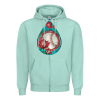 Seafoam baseball and western roses teardrop  7 Zipper Hoodie - BundleAndBundleShop