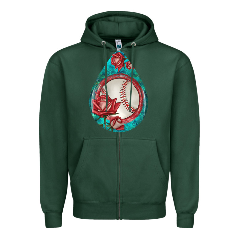 Baseball And Western Roses Teardrop  7 Zipper Hoodie by BundleAndBundleShop | Teevron