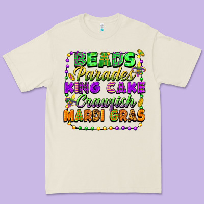 Beads Parades King Cake Crawfish Mardi Gras Premium Tee Designed By Fadigitalartstudio