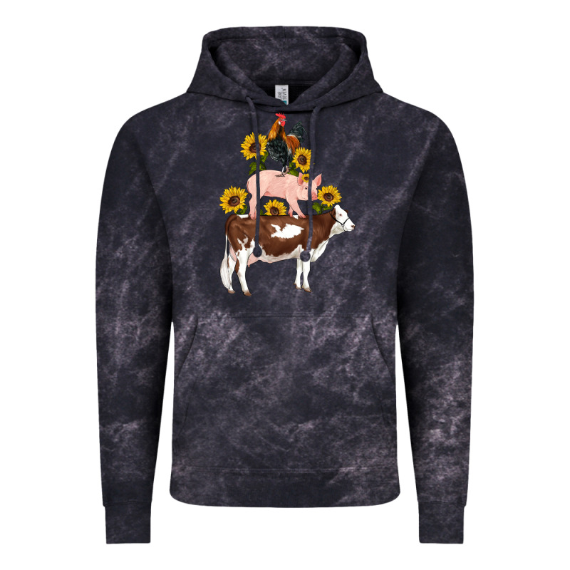 Western Farm Life Cow Pig Rooster With Sunflowers Vintage Hoodie by Artiststas | Teevron
