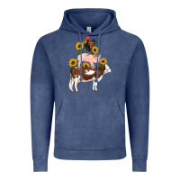 Vintage Denim western farm life cow pig rooster with sunflowers Vintage Hoodie - Artiststas