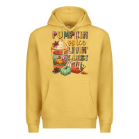 Antique Gold Pumpkin spice livin' my best life Premium Hoodie - NancyCooperArtShop