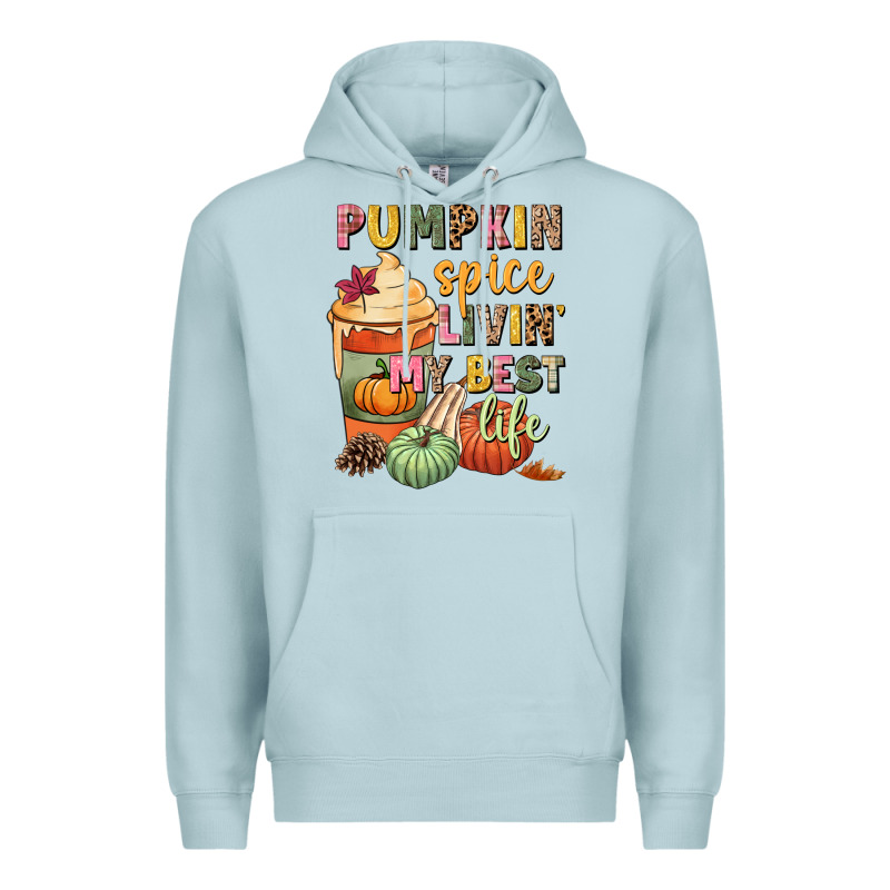 Pumpkin Spice Livin' My Best Life Premium Hoodie by NancyCooperArtShop | Teevron