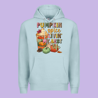 Pumpkin Spice Livin' My Best Life Premium Hoodie Designed By Nancycooperartshop