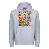 Heather Grey Pumpkin spice livin' my best life Premium Hoodie - NancyCooperArtShop