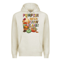 Oatmeal Heather Pumpkin spice livin' my best life Premium Hoodie - NancyCooperArtShop
