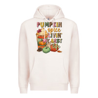 Pale Pink Pumpkin spice livin' my best life Premium Hoodie - NancyCooperArtShop