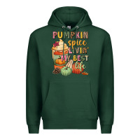 Sports Green Pumpkin spice livin' my best life Premium Hoodie - NancyCooperArtShop